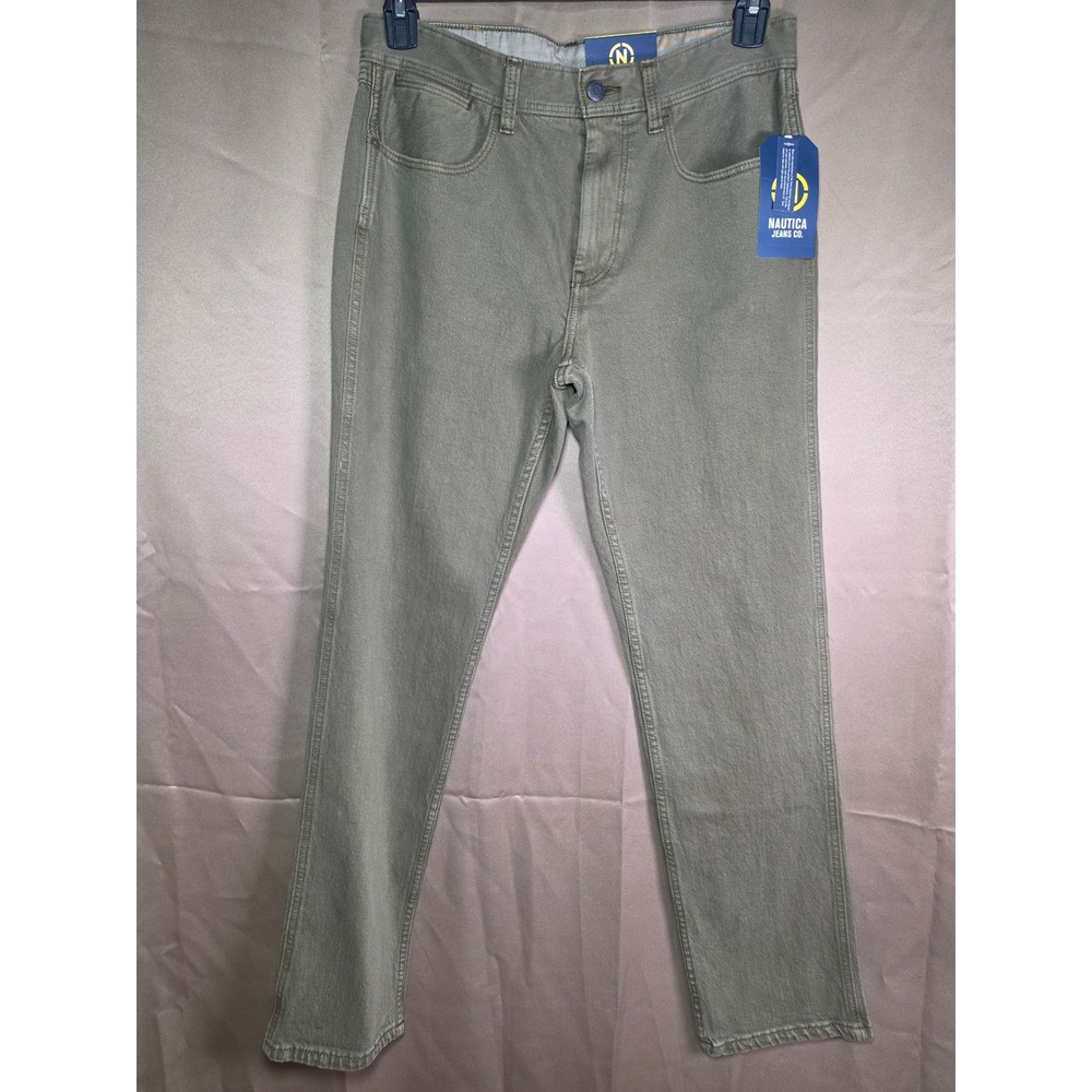 Nautica Jeans Co Mens Original Straight Leg Pants Dusty Olive 30x32 NWT